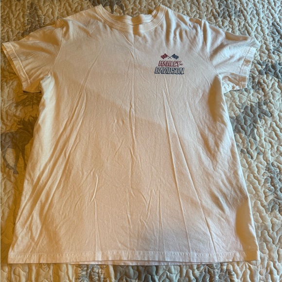 Harley-Davidson White Tee with Red and Blue Graphics - Picture 2 of 5